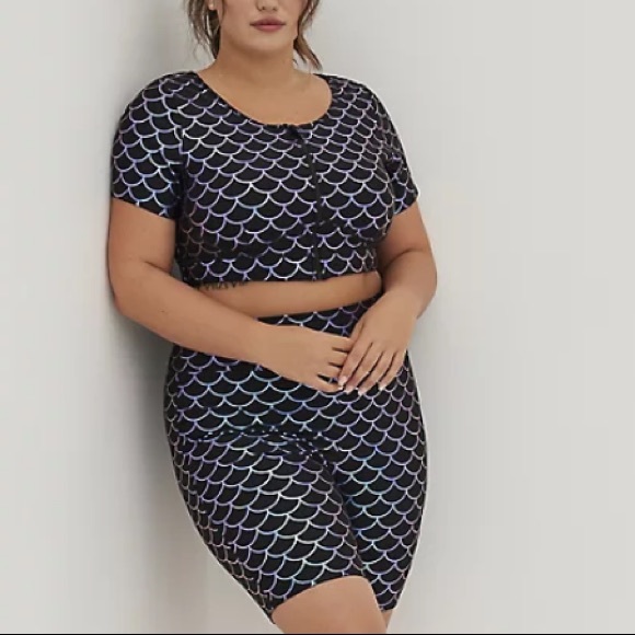 torrid Other - TORRID NWT ZIP FRONT SHORT SLEEVE ACTIVE SWIM TOP & SWIM BIKER SHORT.